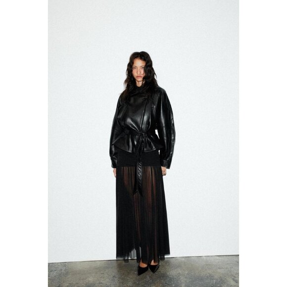 ZARA FAUX LEATHER PEPLUM JACKET - Picture 2 of 9